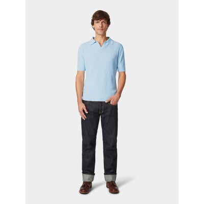 Herren-Strickpolo, Hellblau