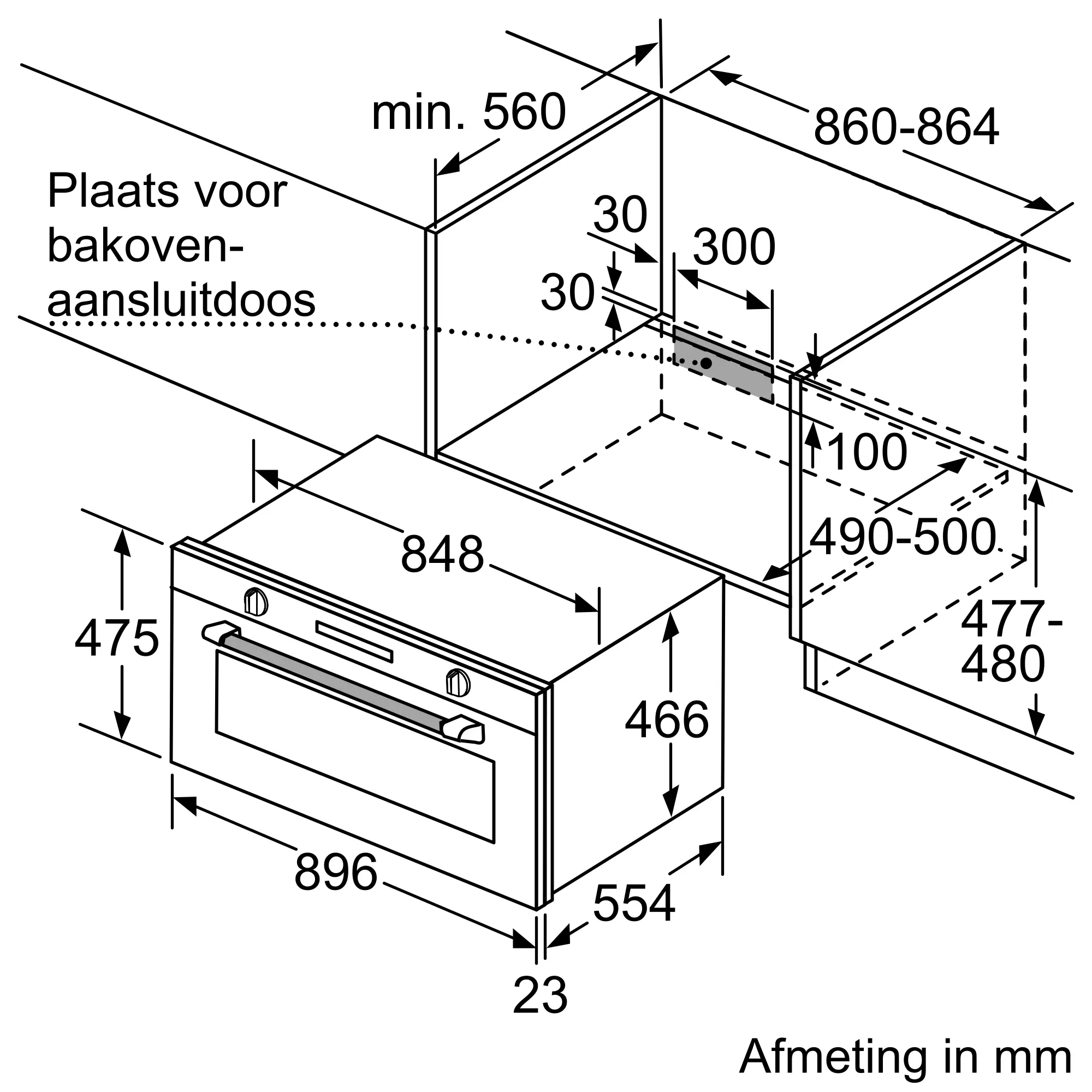 Serie 6 Bakoven 90 x 48 cm RVS