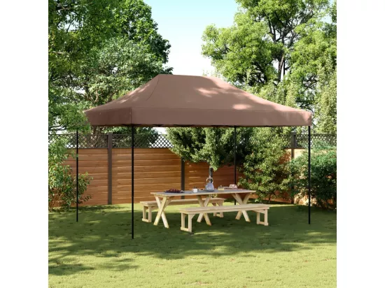 Tente de réception pliable escamotable marron 410x279x315 cm