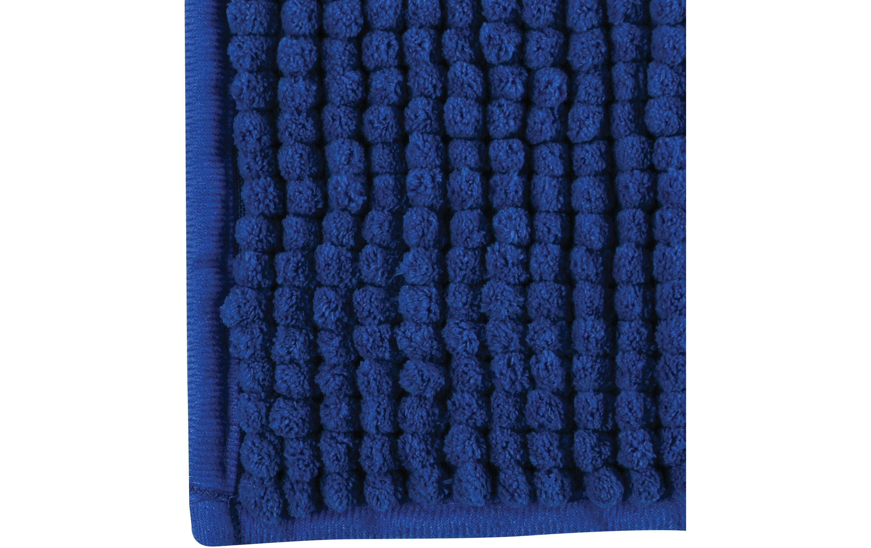 Badteppich Chenille 60 x 90 cm, DunkelblauBadematte mit rutschfester Unterseite