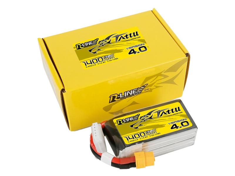 Tattu RC-Akku LiPo 1400 mAh 14.8 V 130C R-Line V4 4S LiPo Akku mit XT60 Stecker