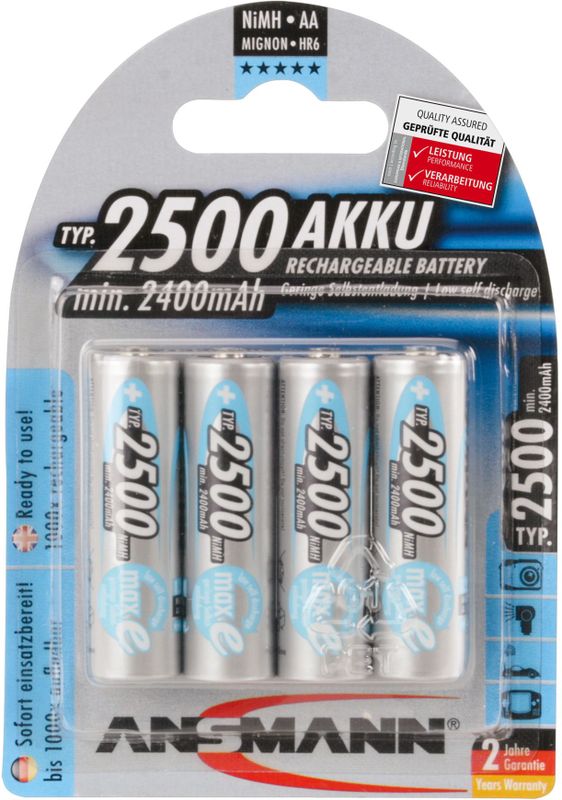 Ansmann - Nikkel-metaalhydride Oplaadbare Batterijen AA - 2 Stuks - 1.2 V