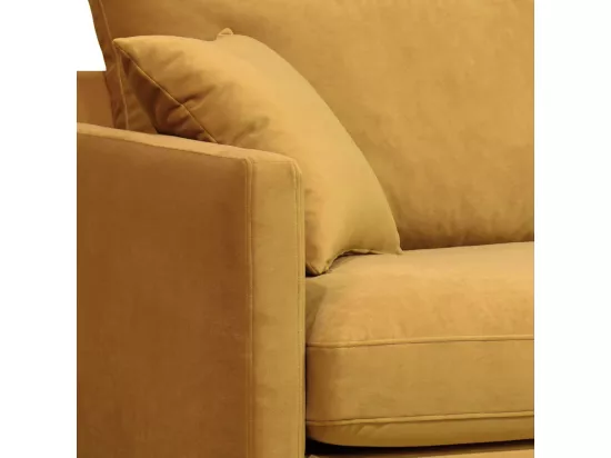 Villabon - Fauteuil XL en velours pieds épingles noirs : Couleur - Jaune moutarde