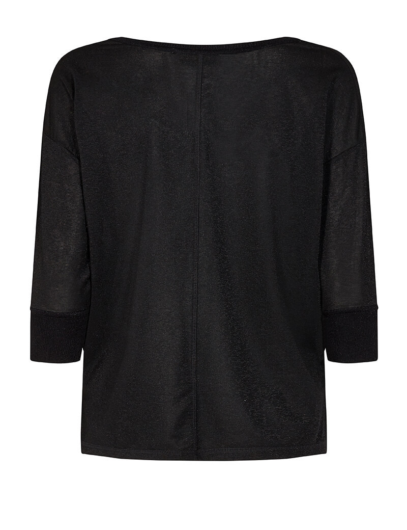 MOS MOSH TOP FEMME KIARA MANCHES MAILLE LUREX 3/4 NOIR