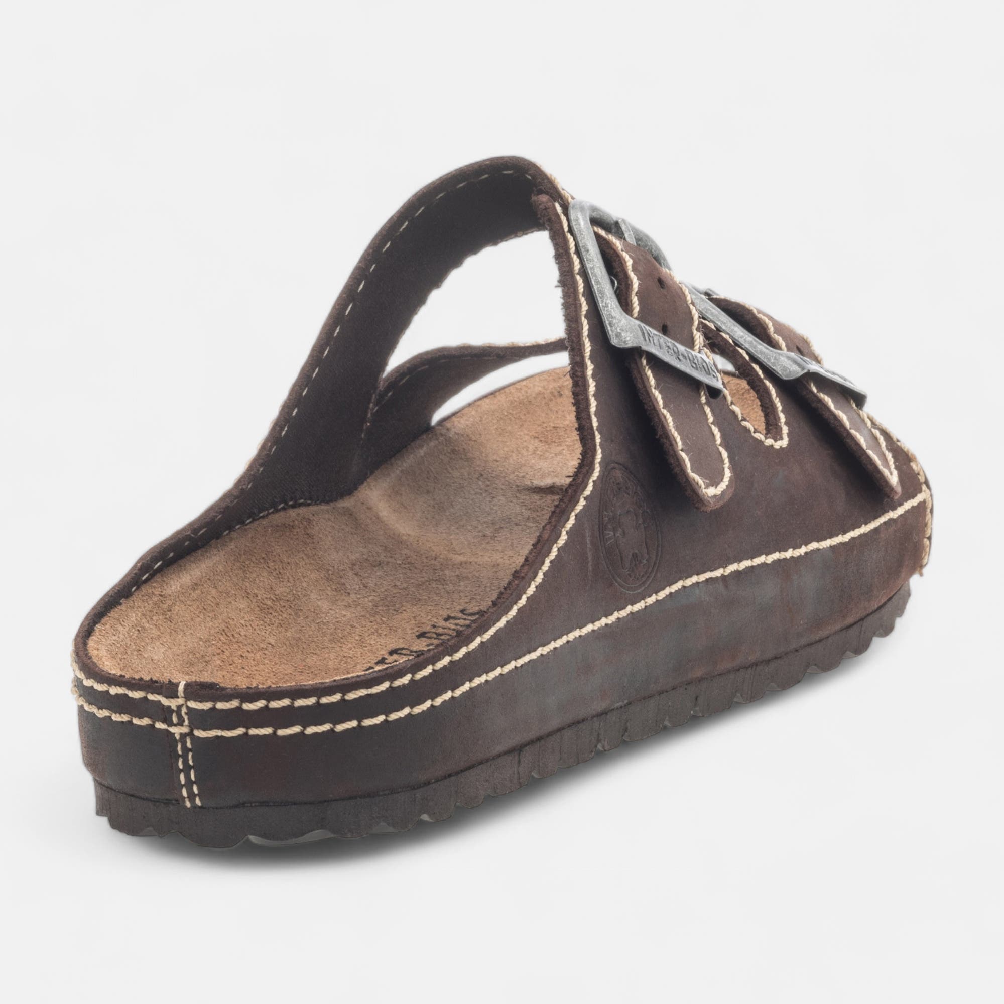 Mules semelle liège Homme en cuir marron