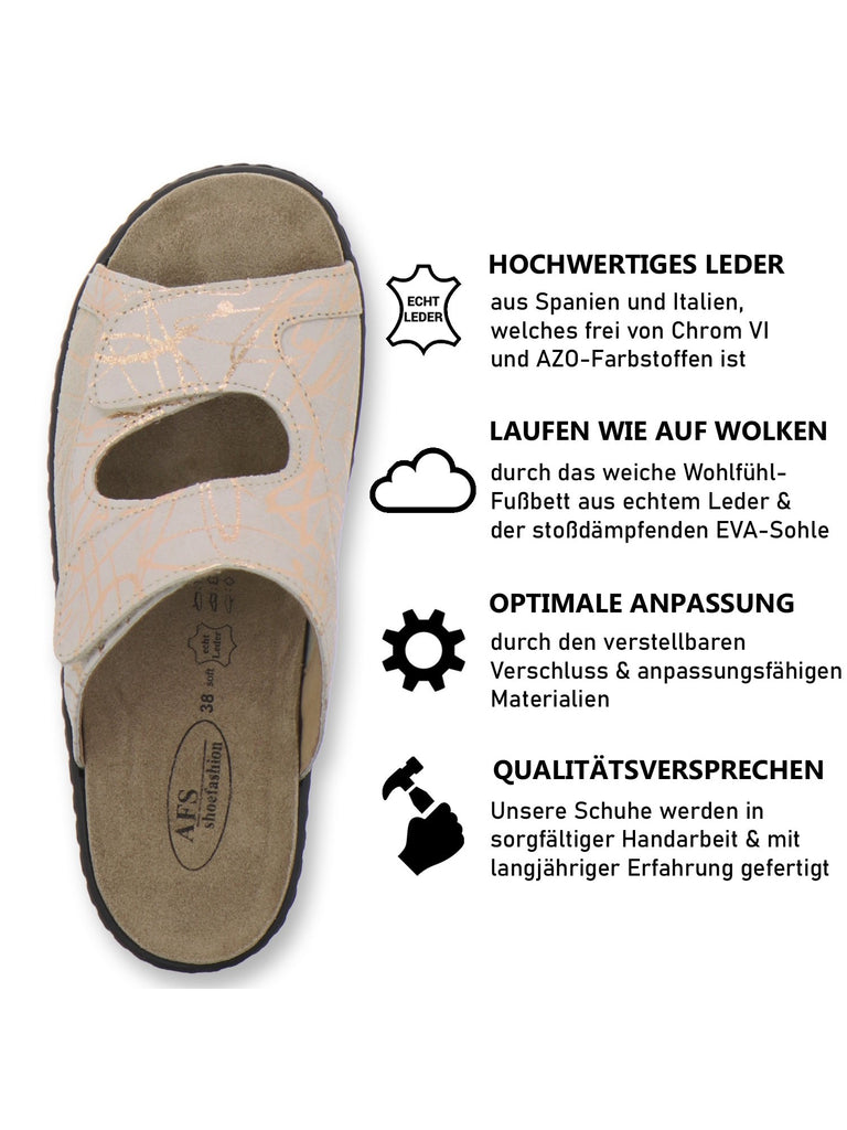 Hallux Pantoletten Damen Wechselfußbett beige