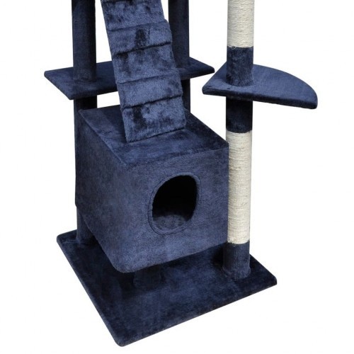Arranhador azul para gatos com casinhas