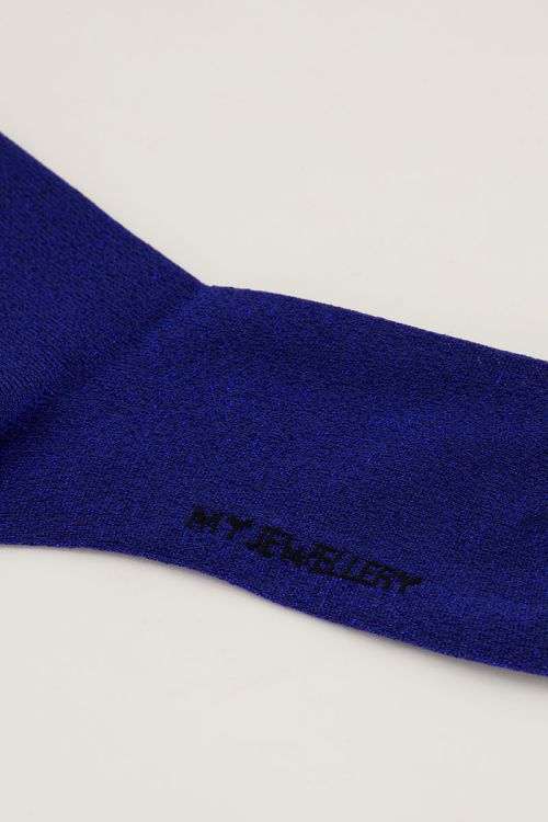 Donkerblauwe sokken met lurex en ruffle