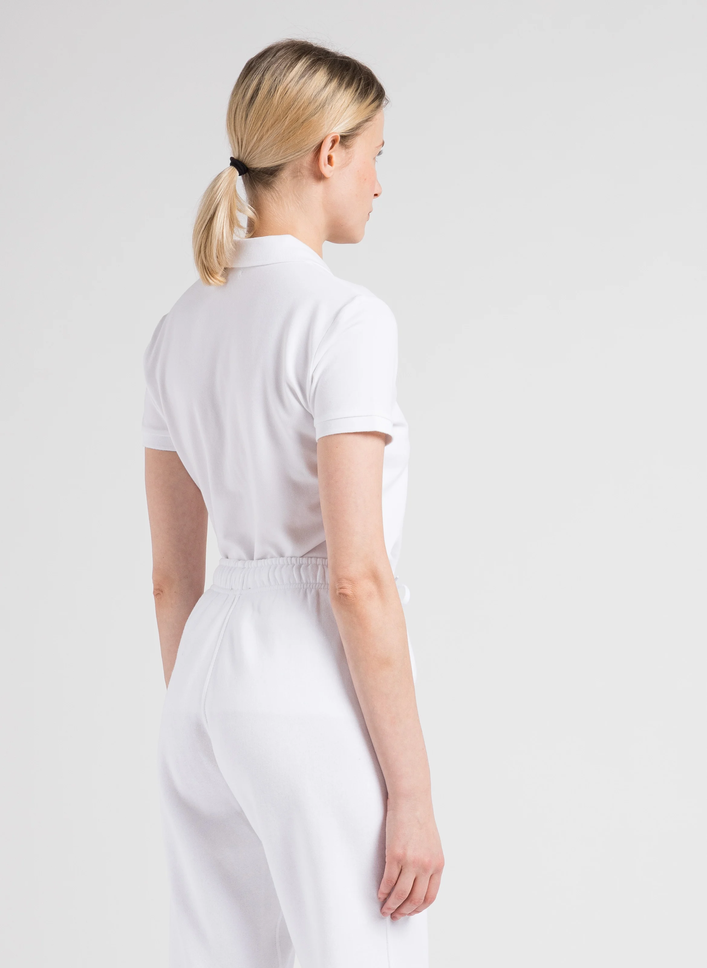JULIE - Tee-shirt col polo en coton mélangé | Blanc