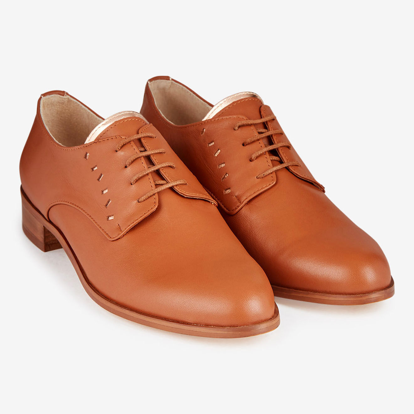 Mellow Yellow Derbies en Cuir Ficlau camel