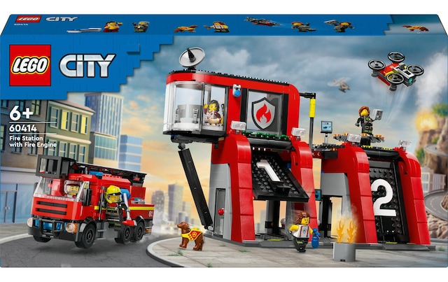 LEGO® Spielbausteine »Feuerwehrstation mit Drehleiterfahrzeug 60414«