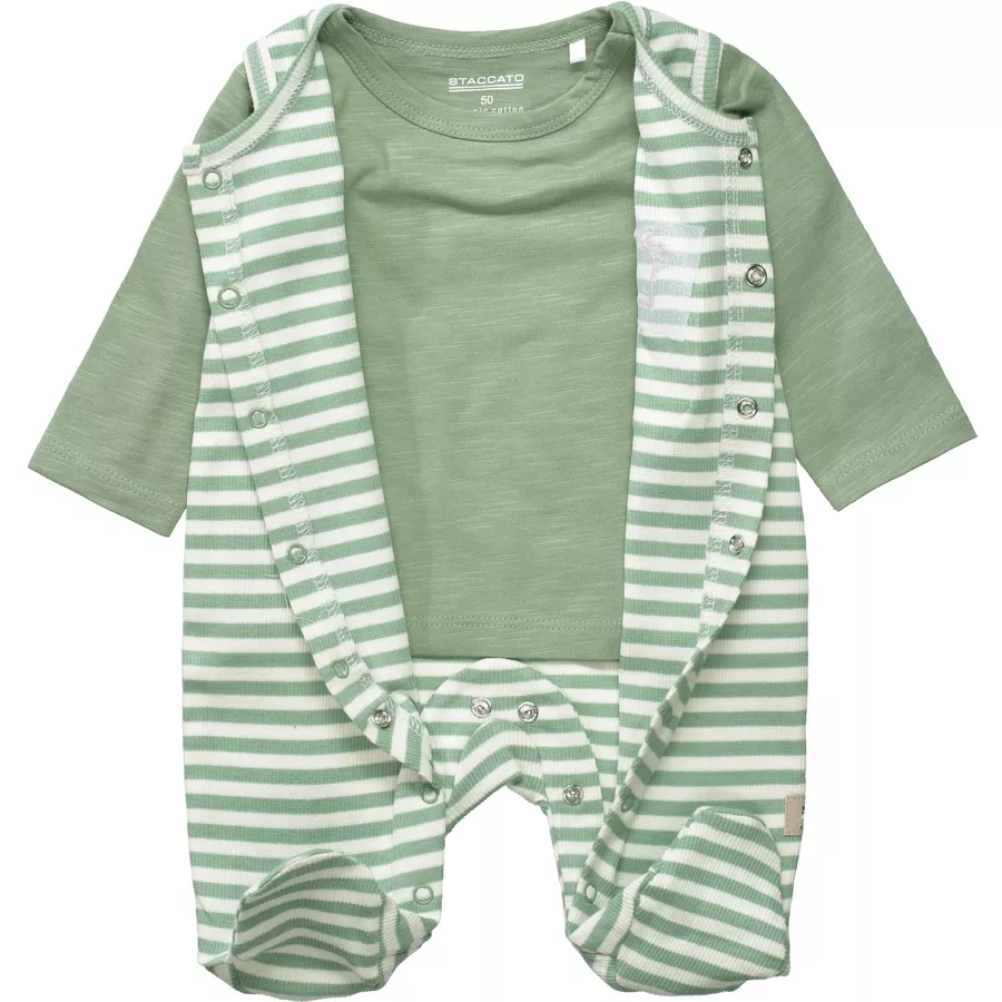 STACCATO Strampler+Shirt pine green gestreift