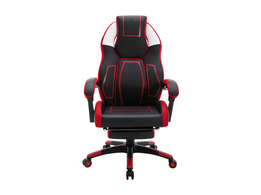Chaise de bureau - Similicuir & Plastique - Noir / Rouge - Clovis
