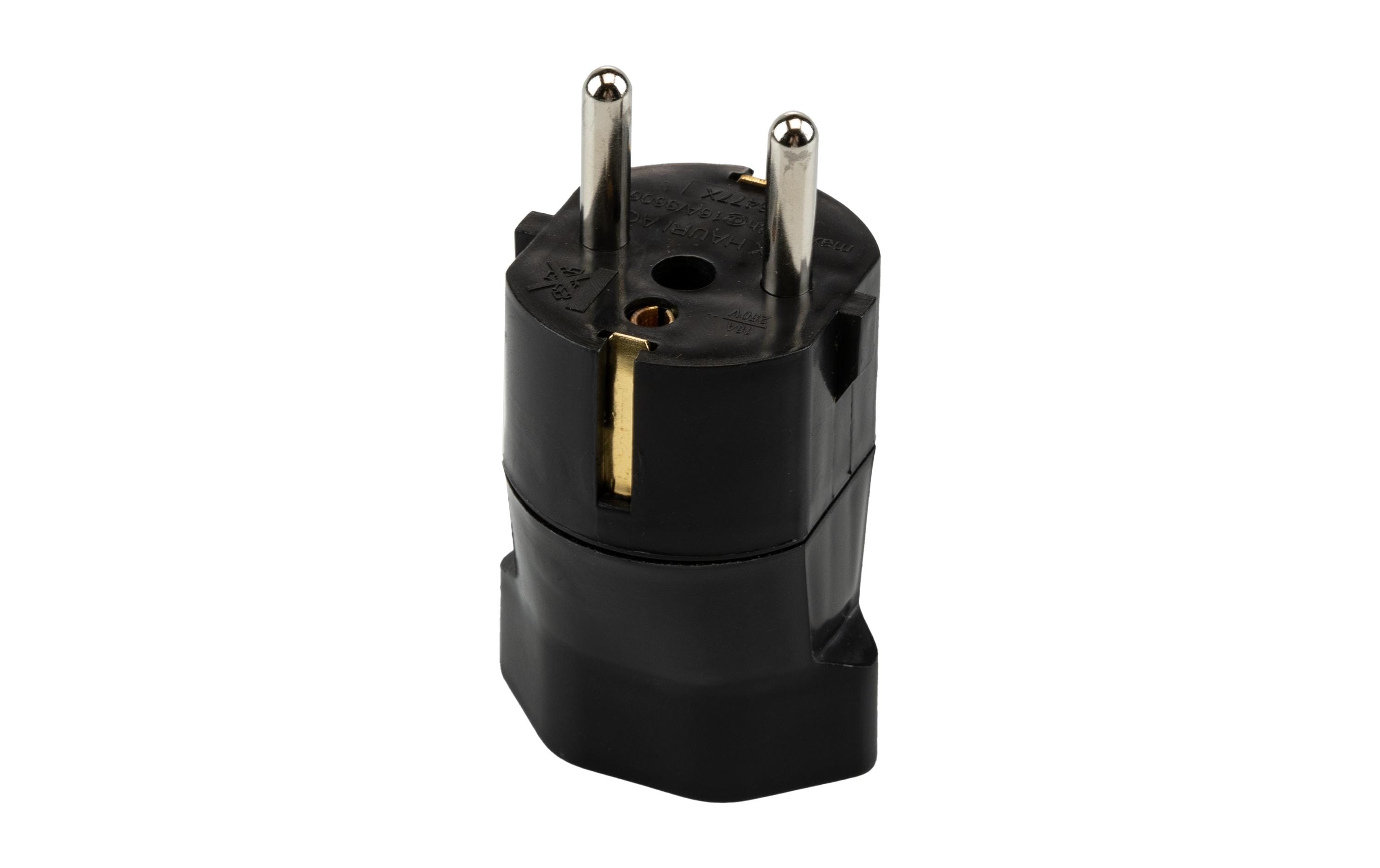 Adapterstecker Schuko Stecker zu T21 Buchse SchwarzAdapter 2-Pol Schweiz T21 auf Schuko Dose