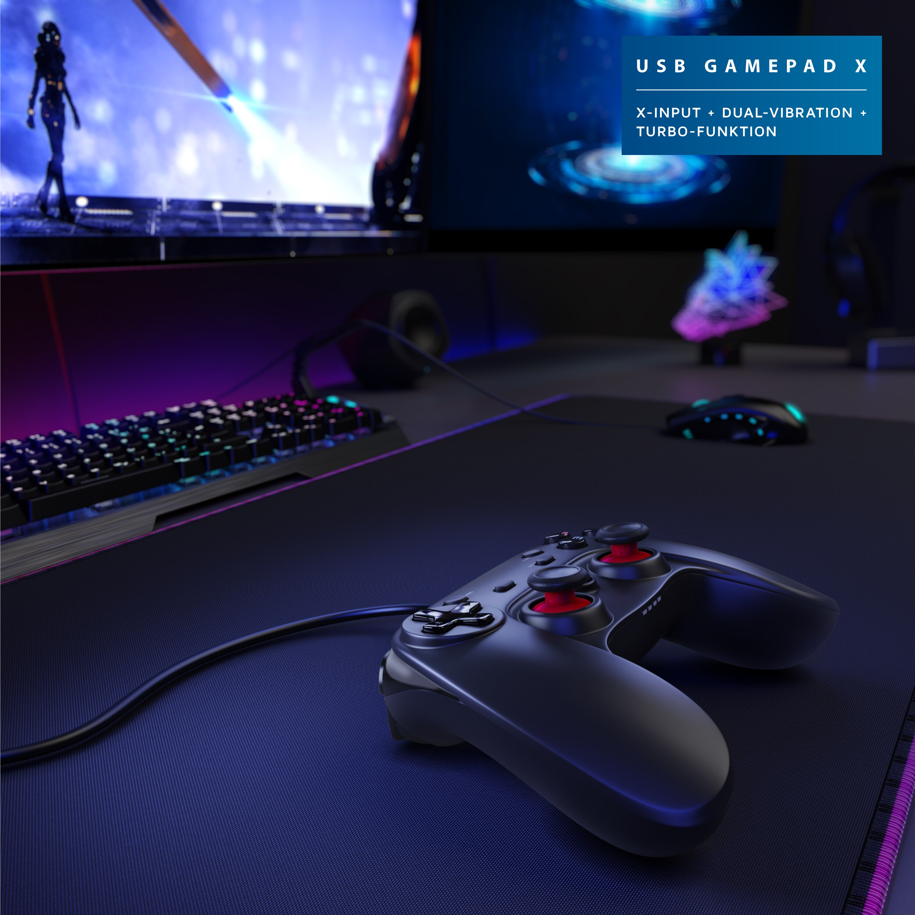 CSL 2x PC & PS3 Gamepad Controller mit Dual Vibration Turbo-Funktion / Direct-Input / X-Input