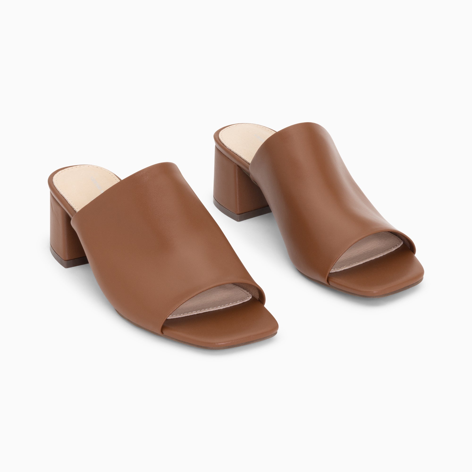 Sandales à talon, Compensées-Mules peep-toe Helène camel à talon