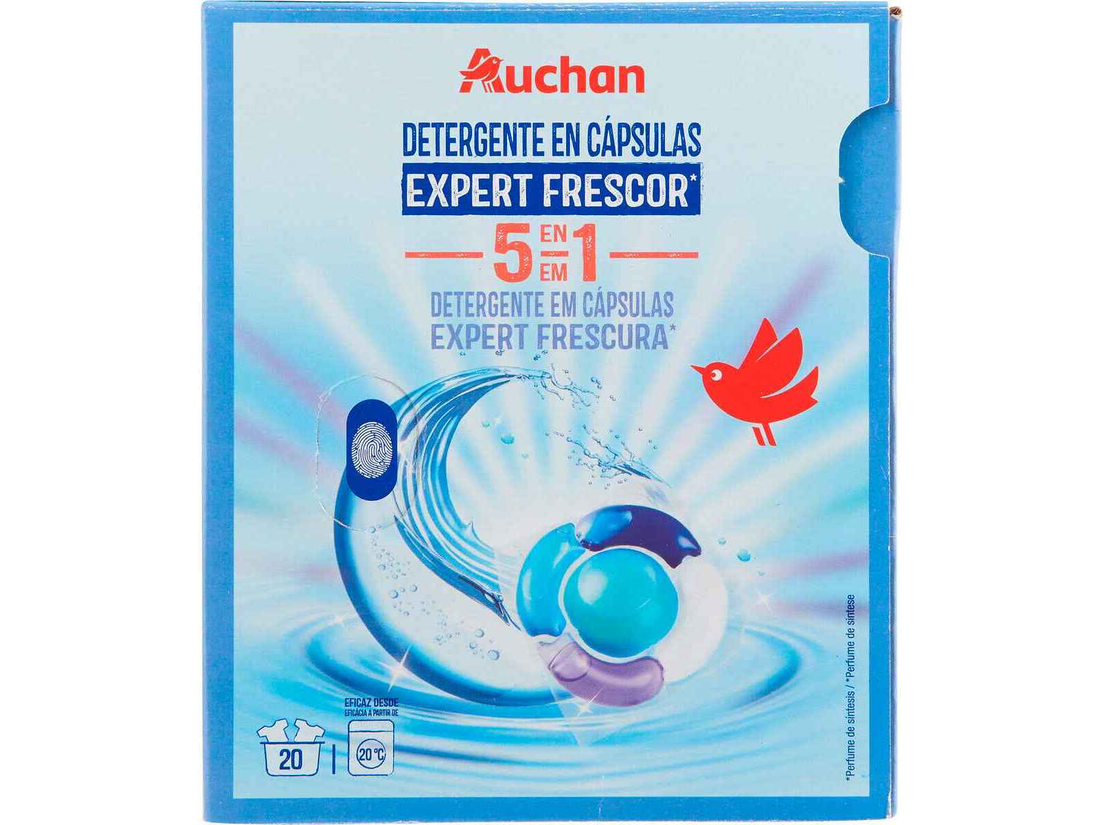 DETERGENTE ROUPA AUCHAN CÁPSULAS 5 EM 1 EXPERT FRESCURA 20 DOSES