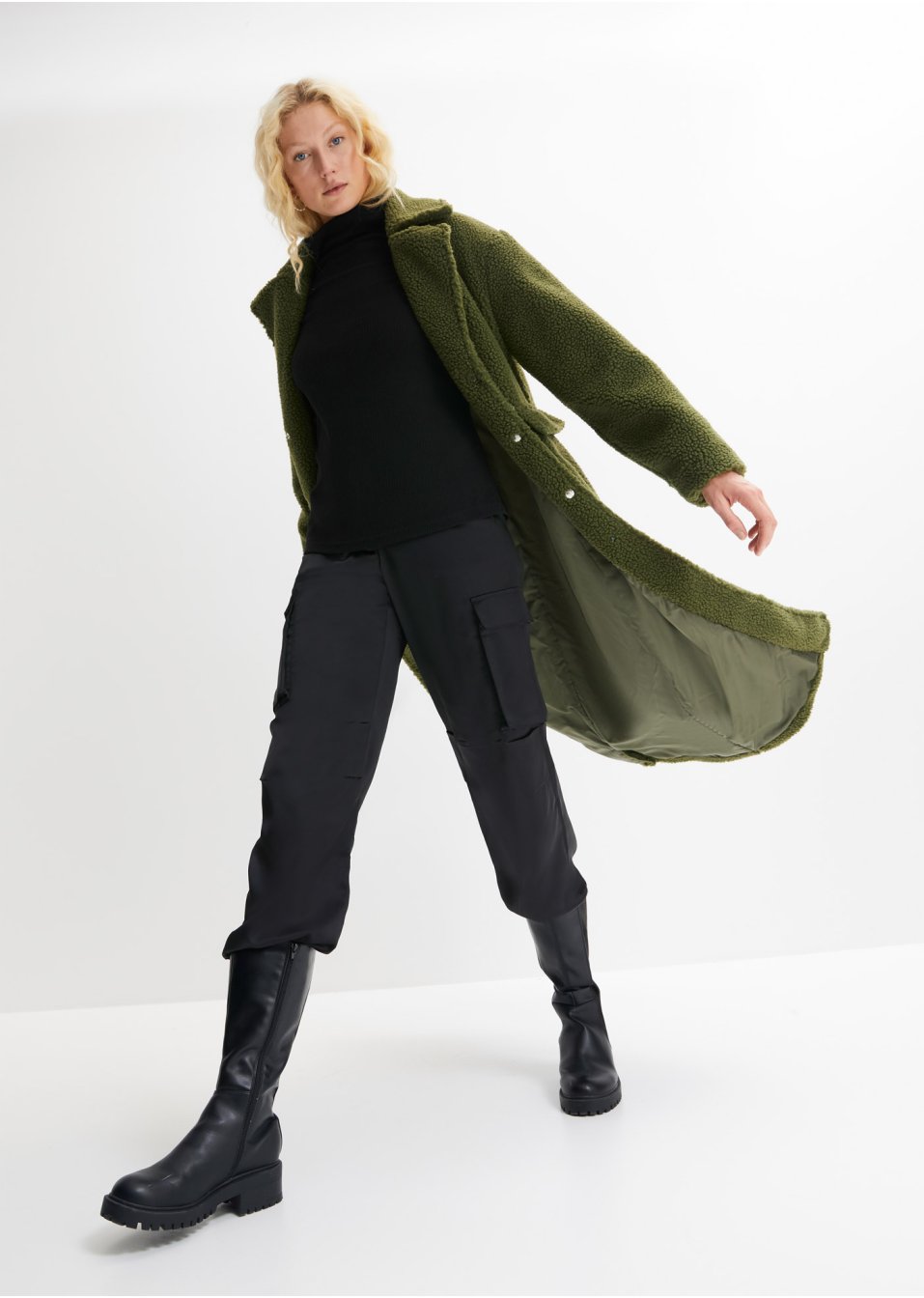 Manteau en maille peluche avec poches