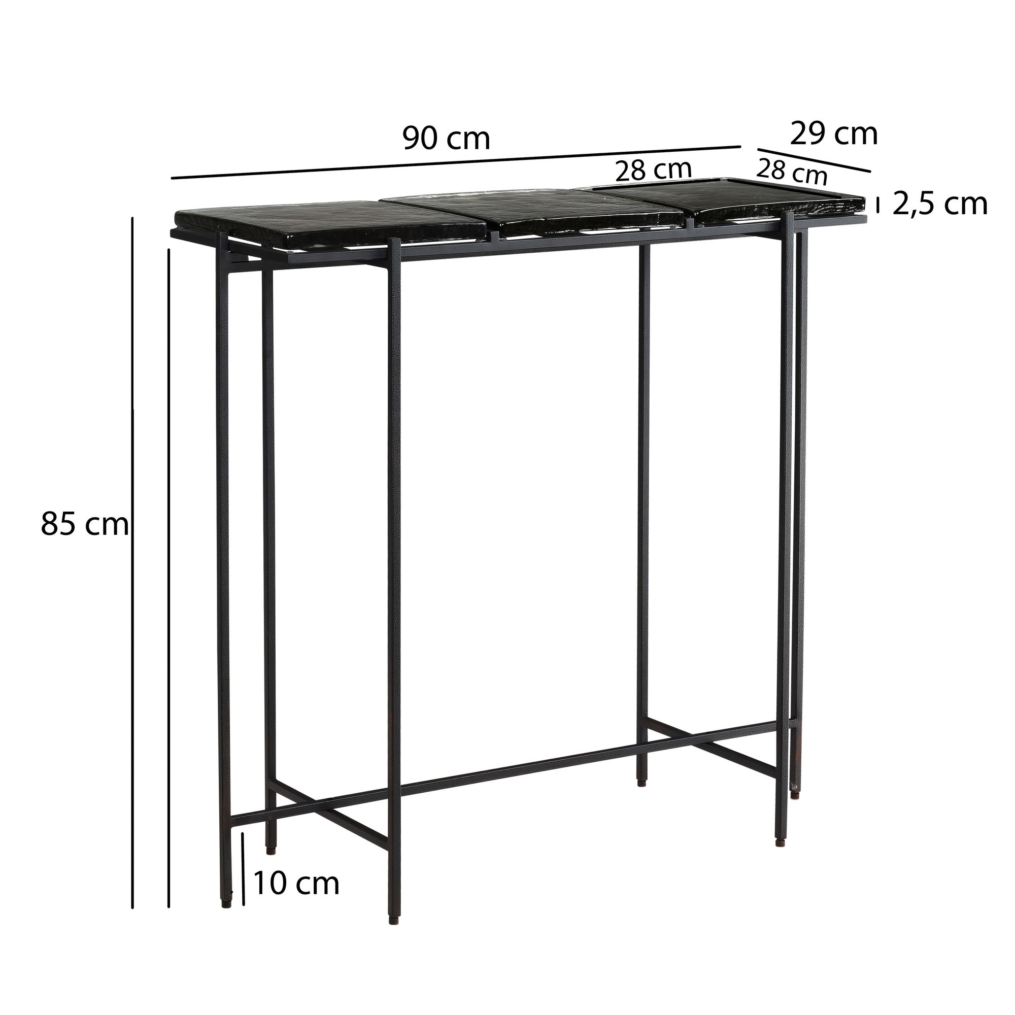 Konsolentisch FineBuy Anrichte 90 cm Ablagetisch Flurtisch Glas Metall Modern