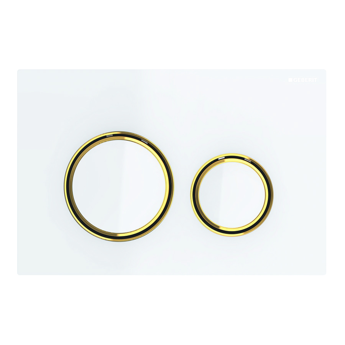 Geberit Sigma 50 drukplaat glans wit met gouden knoprand