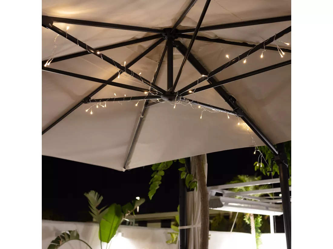 Guirlande LED Extérieure à Piles pour Parasol 2m 3000K Blanc chaud