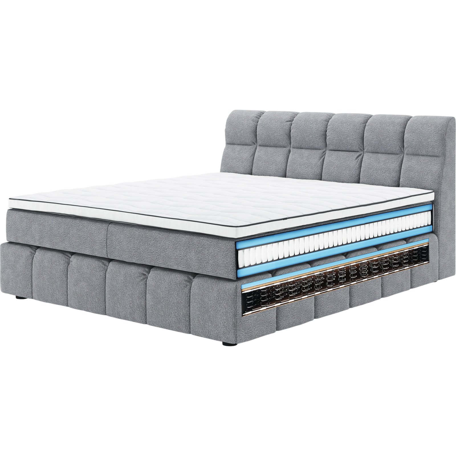 Boxspringbett Downtown Stoff New York hellgrau 160 x 200 cm
