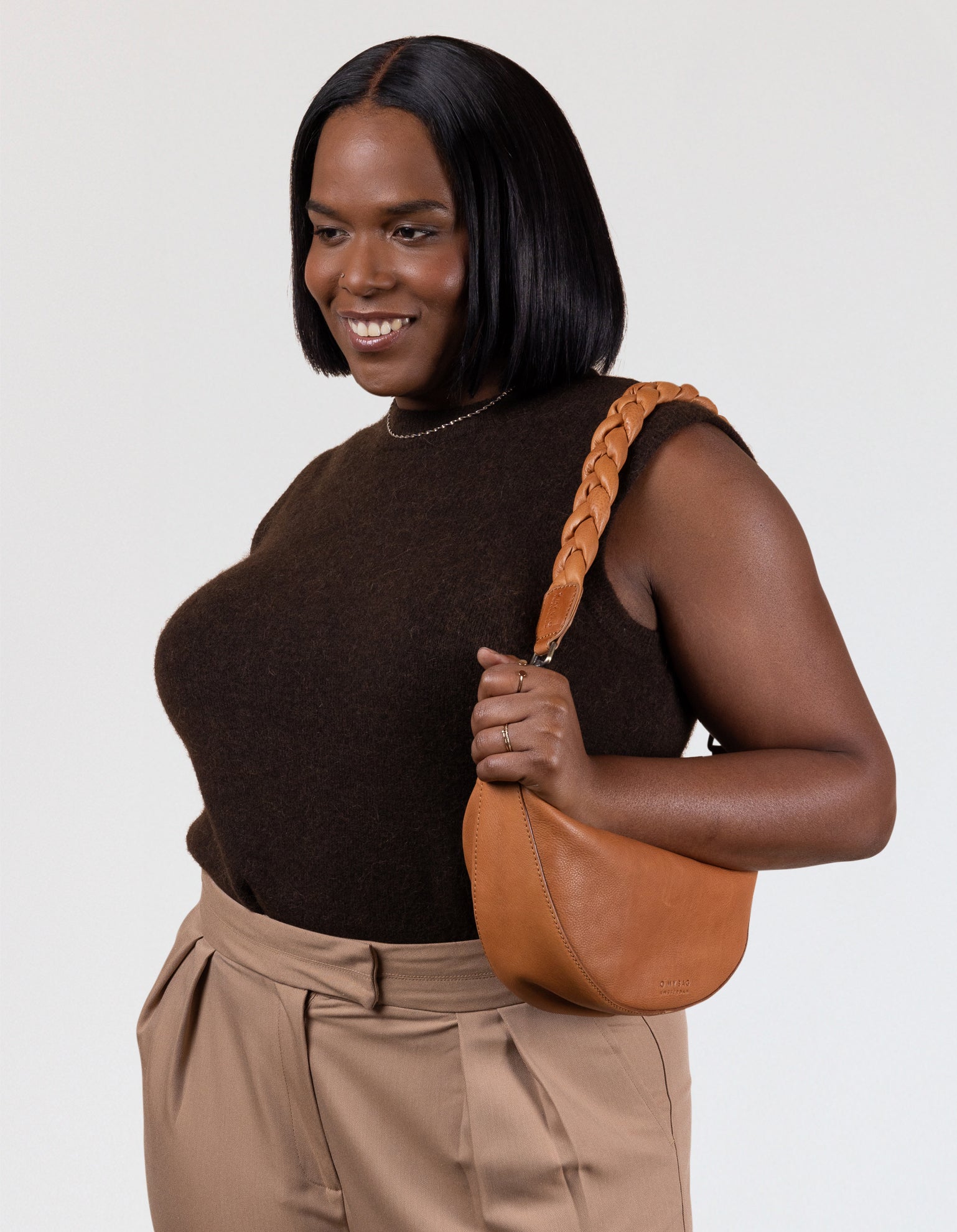 Braided Shoulder Strap - Wild Oak Soft Grain Leather