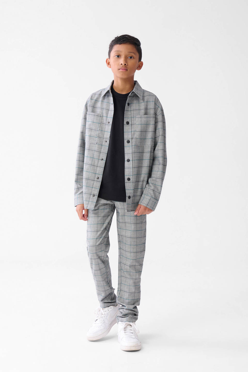 Shoeby geruit overshirt grijs