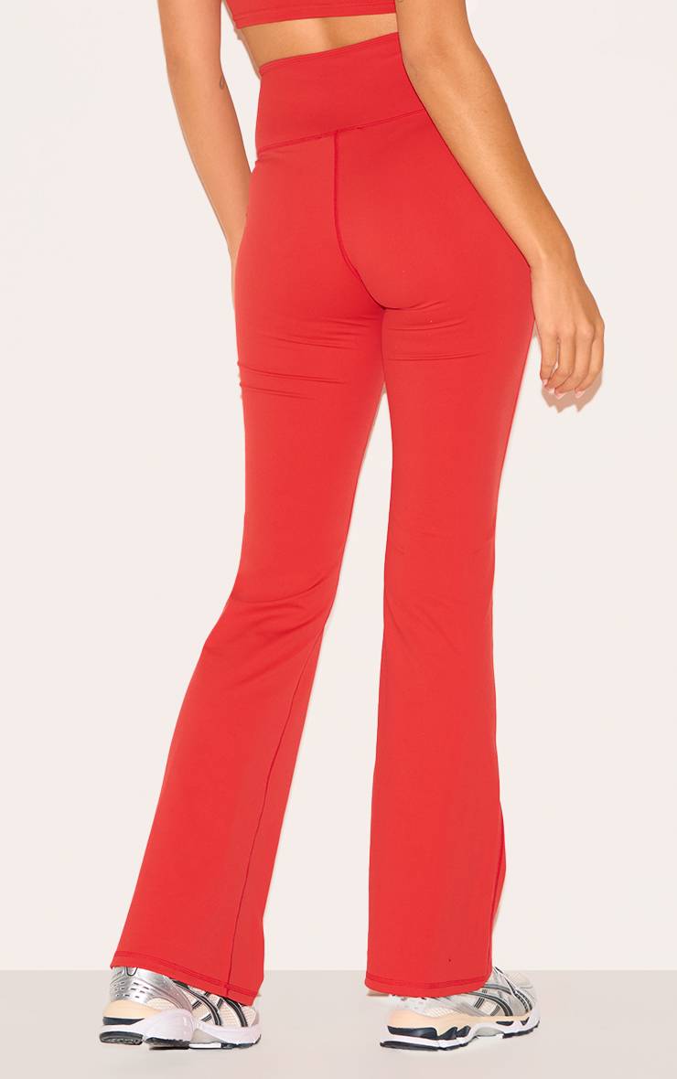 Rouge Pantalon De Yoga Sculptant Avec Taille Enveloppante Contrastée