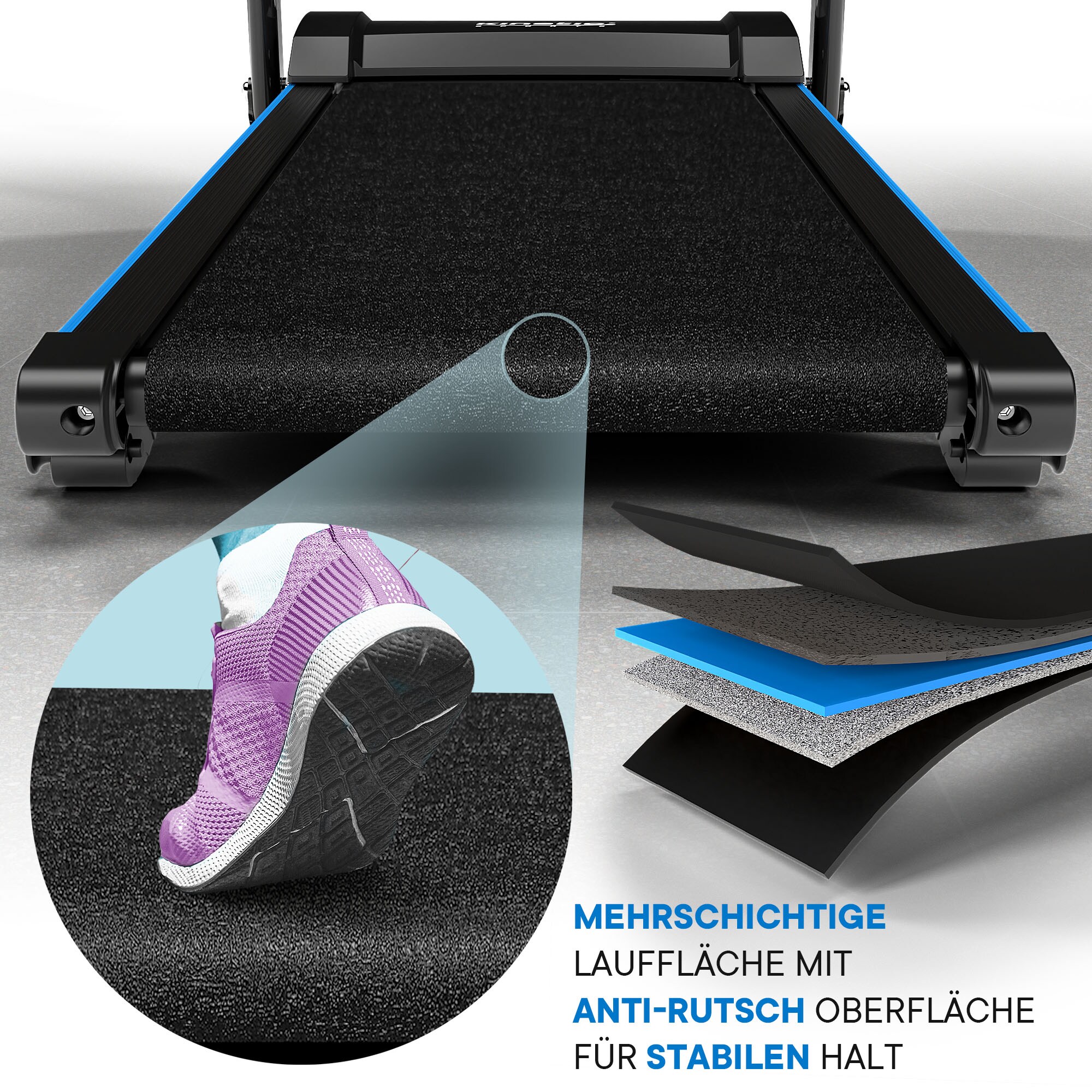 KINETIC SPORTS Elektrisches Laufband KST4600FX klappbar - 1100 Watt DC-Motor bis 12 km/h, Manuelle Steigung, 12+1 Programme, LCD-Display, 40 cm breite Lauffläche, bis 120kg | Standard