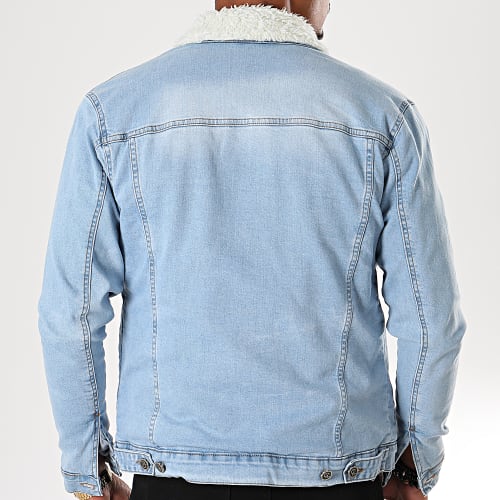 Veste Jean A Col Mouton 5000 Bleu Wash