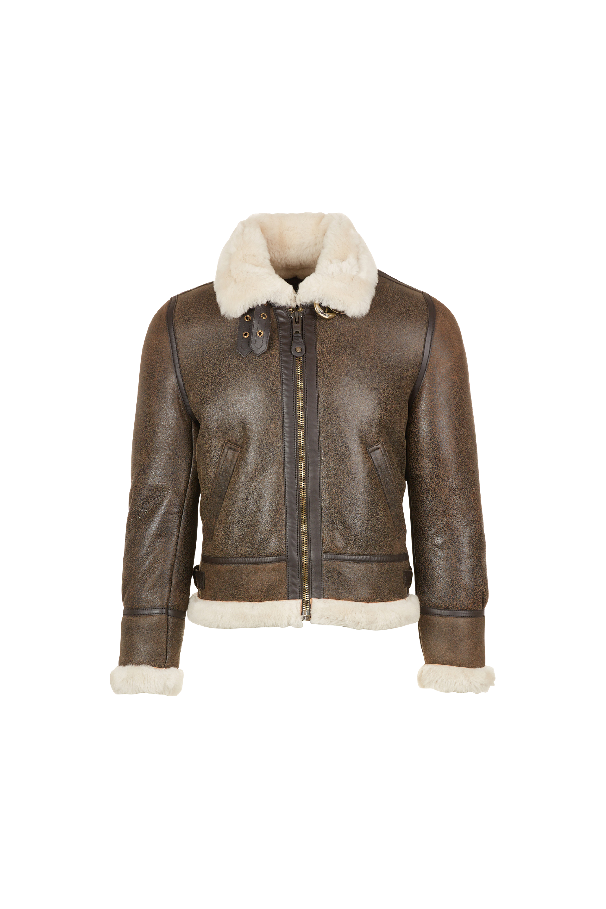 SCHOTT Bombardier col montant en peau retournée mouton Marron