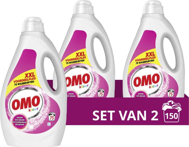 Omo - Vloeibaar Wasmiddel - Kleur - 3.75 Liter - 2 Flessen - 150 Wasbeurten
