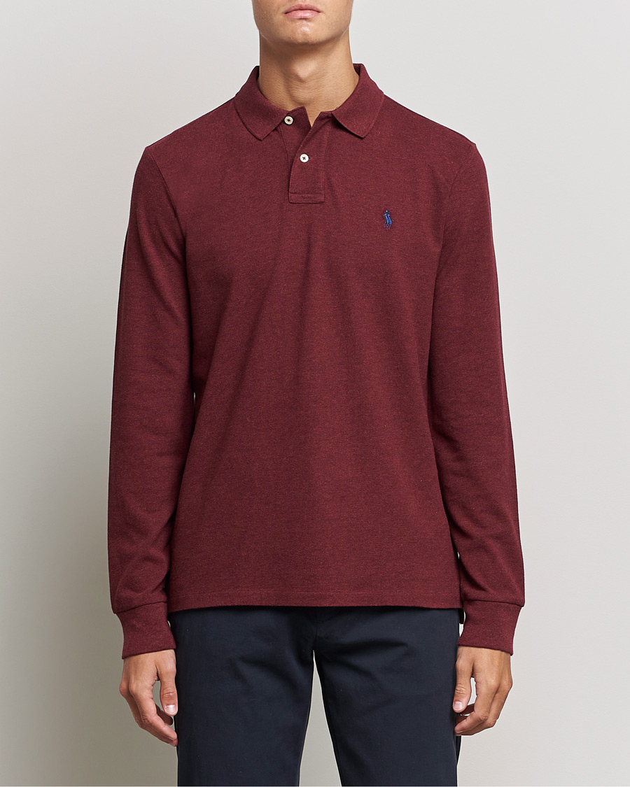 Polo Ralph Lauren Custom Fit Long Sleeve Polo Spring Wine Heather