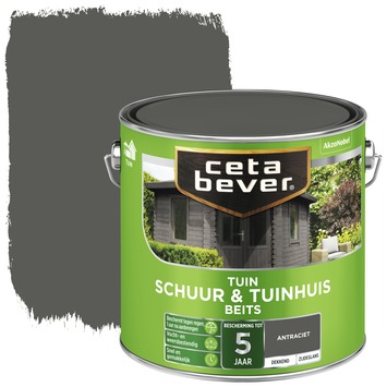 CetaBever Tuinbeits Schuur & Tuinhuis zijdeglans dekkend antraciet 2,5 liter