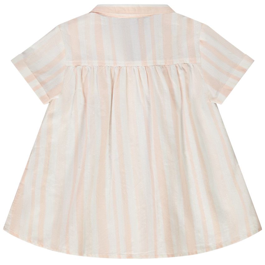 Chemise manches courtes évasée à rayures pour fille - Rose