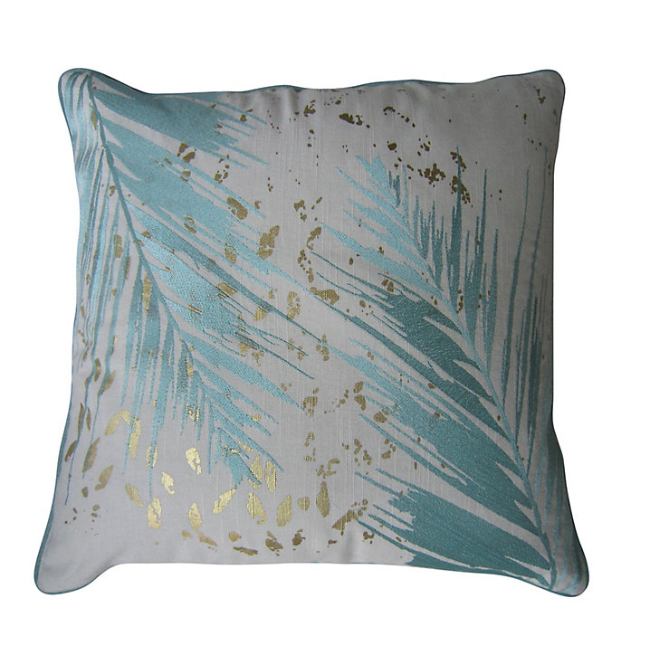 Coussin palme Reduna vert, blanc et doré l.45 x L.45 cm