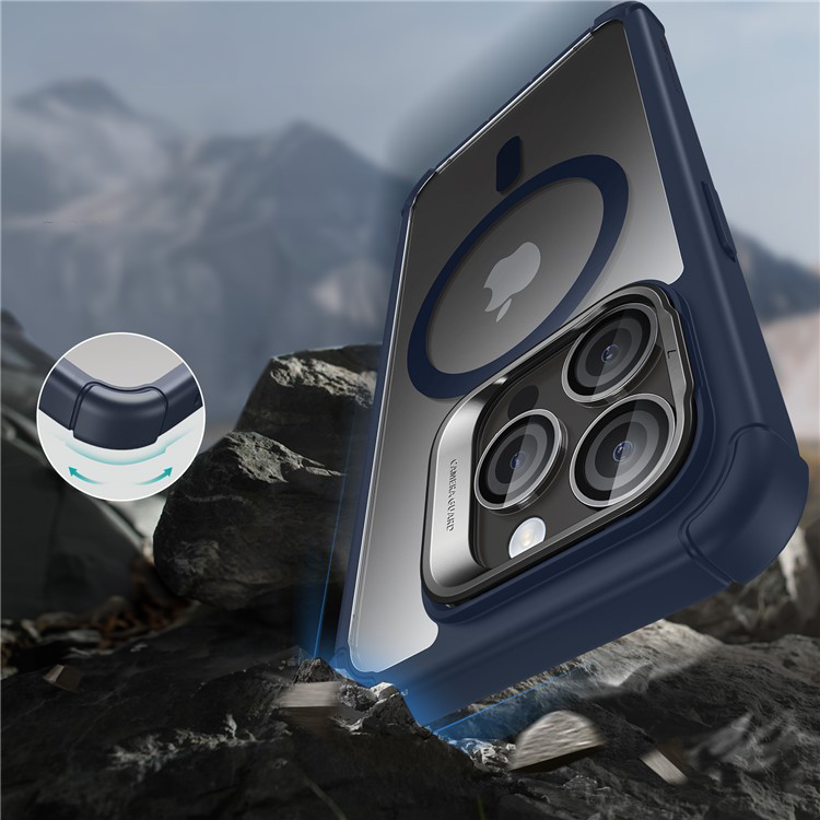 iPhone 15 Magnetic Series Full Protective MagSafe Hülle mit Displayschutz   Kickstand - Schwarz / Transparent