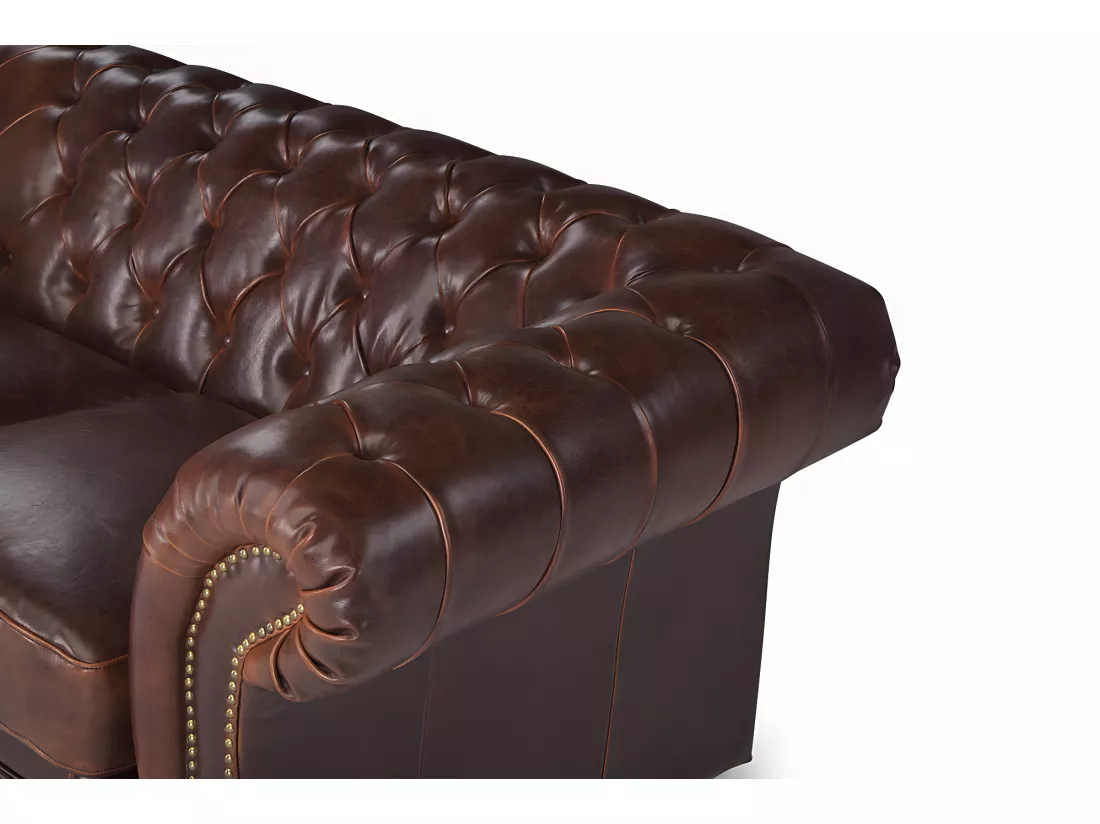 Canapés 3 places et 2 places chesterfield CLOTAIRE 100% cuir vieilli