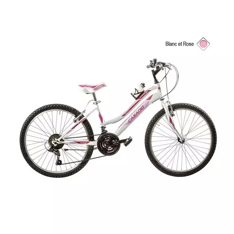 Vélo CASADEI mtb 24 lincy 18v h35 blanc rose