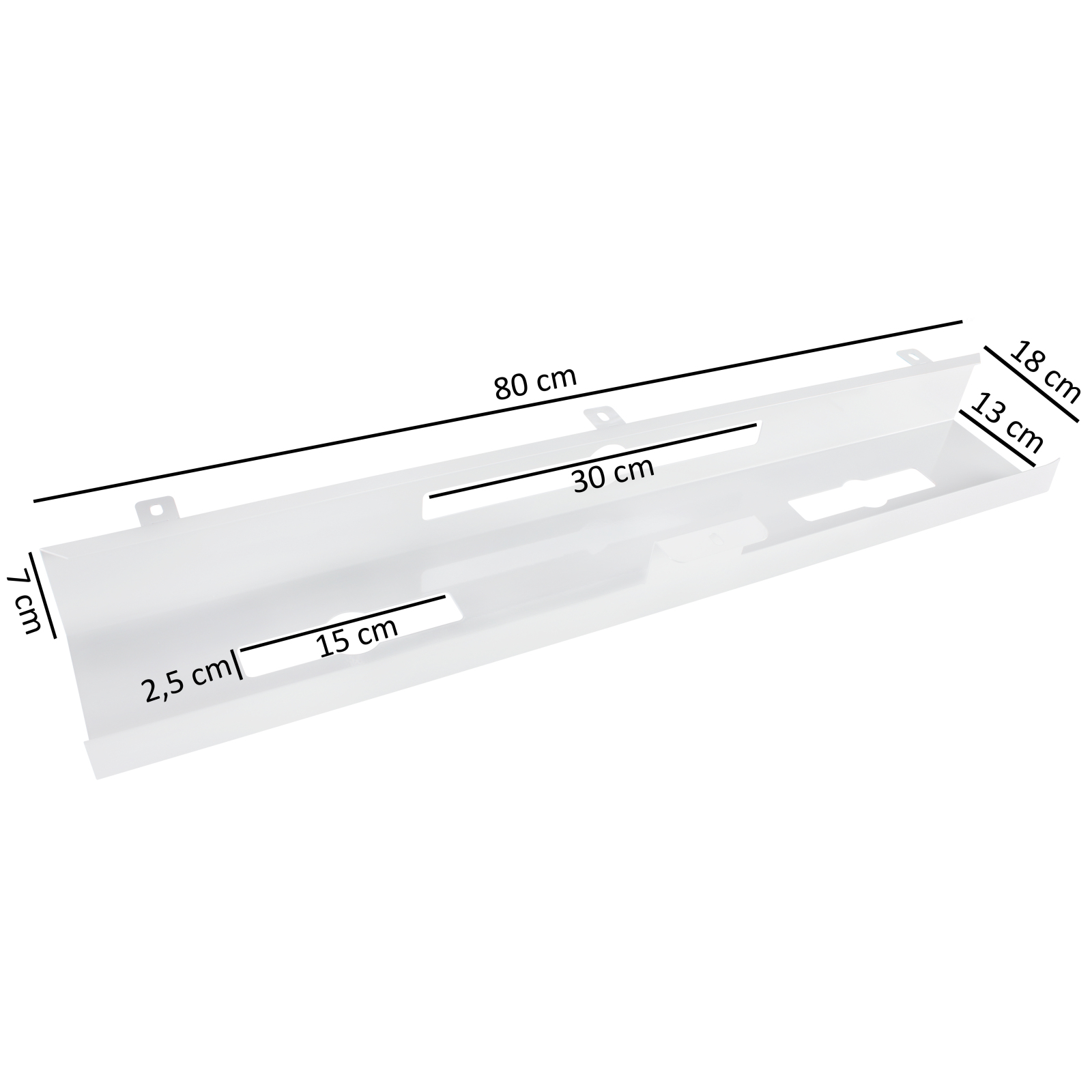 Schreibtisch-Kabelkanal - weiß - Metall - 80x13 cm