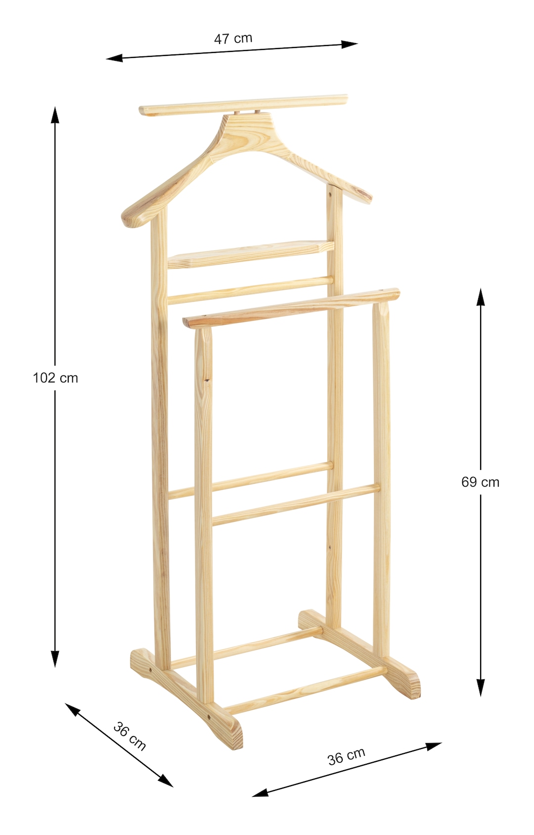 Herrendiener FUNNY 47 x 102 x 36 cm Massiv braun