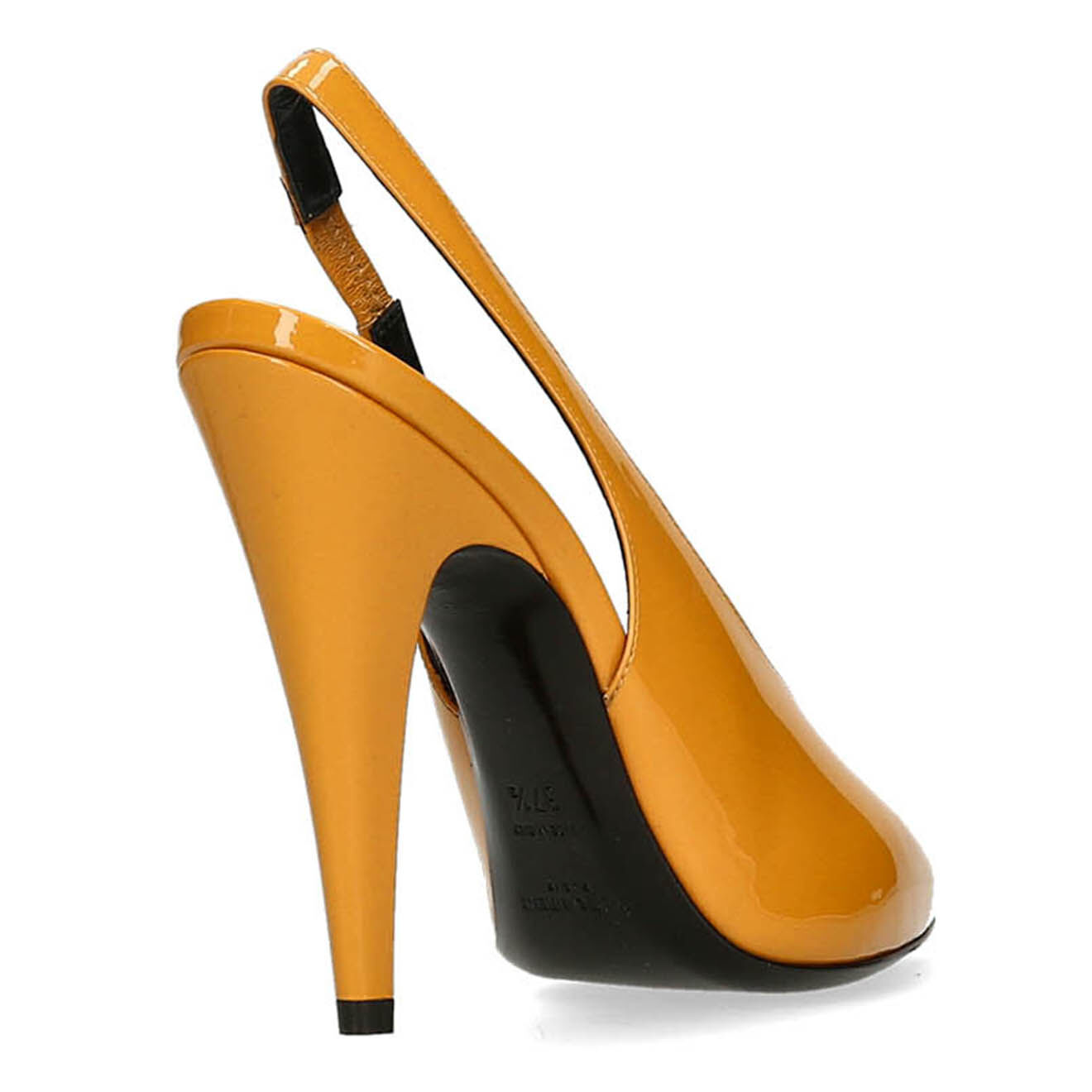 Saint Laurent Paris Slingback en Cuir verni Venus moutarde - Talon 11 cm