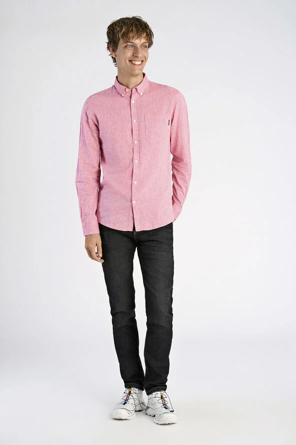 Lindbergh Cotton/linen shirt L/S Pink