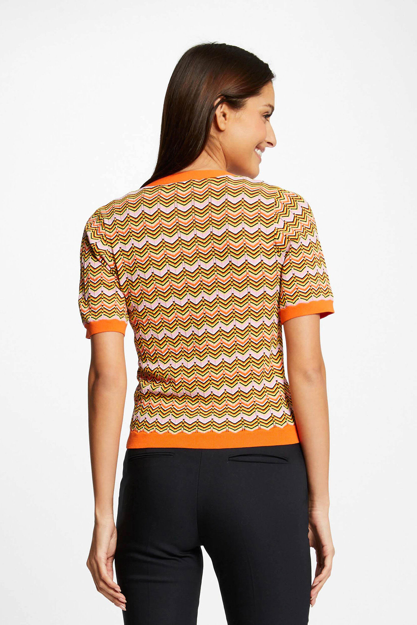 Camisa de manga curta com estampa chevron - Estampa branca