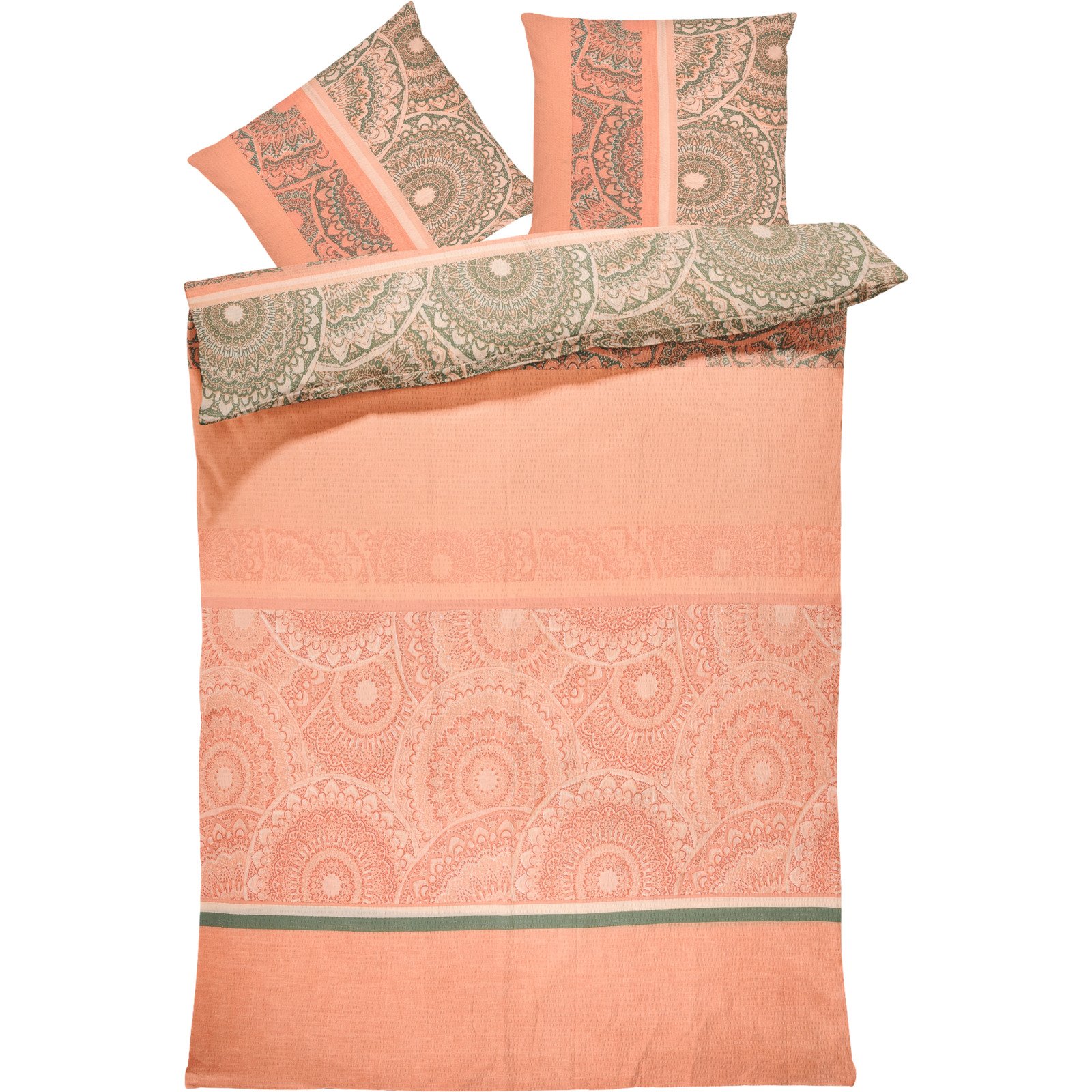 Bettwäsche Seersucker orientalische Muster orange 200x210 2x65x65 Bettanzug Fra
