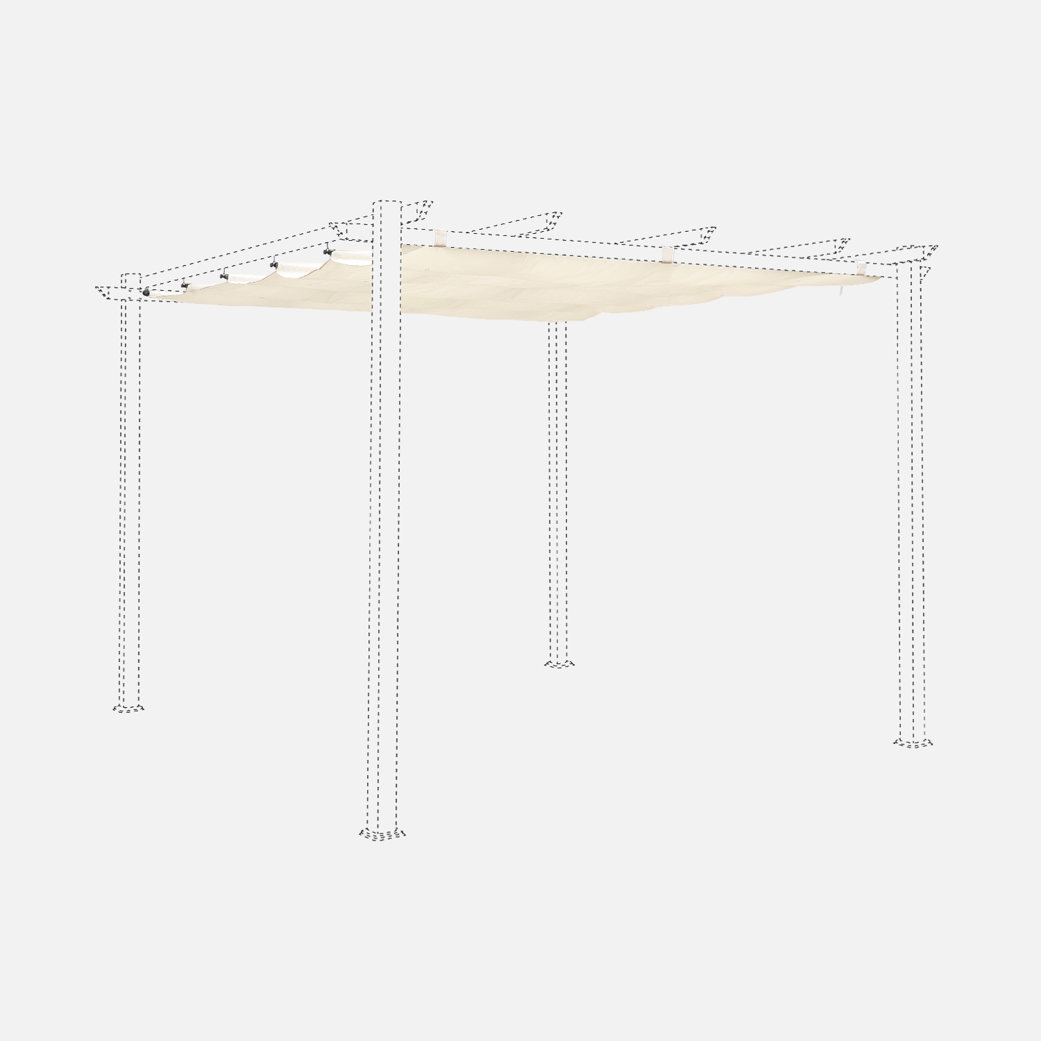 Toile de toit pour tonnelle écrue 3x3m isla - toile de rechange pergola. Toile de remplacement
