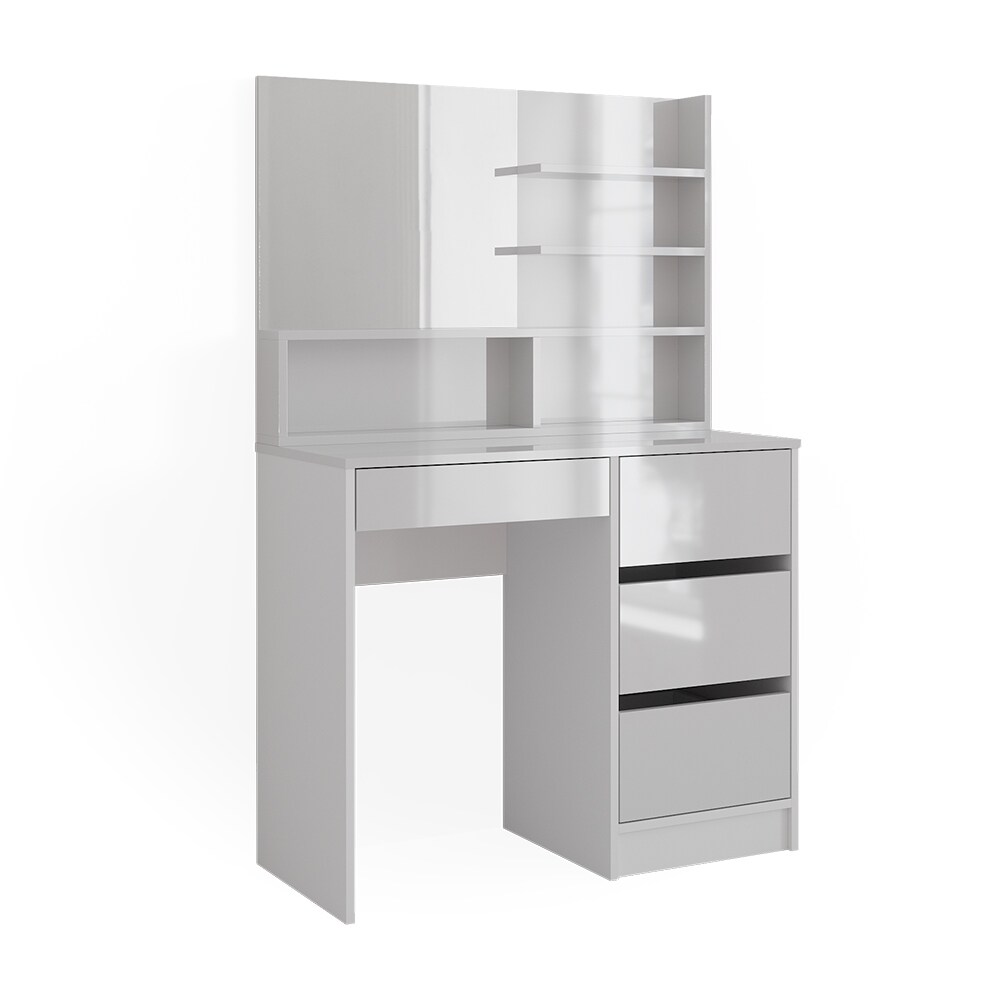 Vicco Schminktisch Sherry Weiß Hochglanz 90 x 75 cm Spiegel Regal Frisiertisch