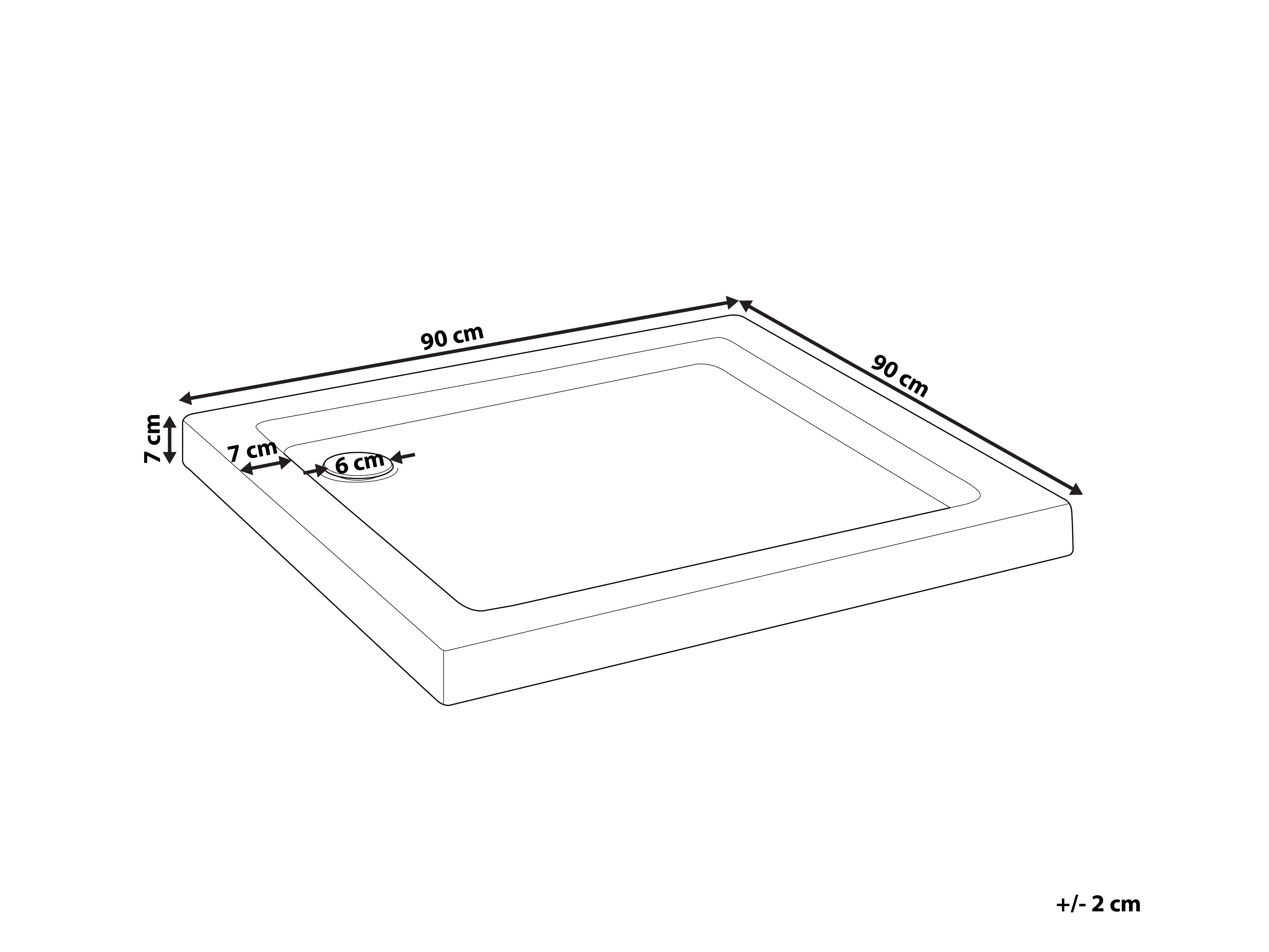 Douchebak ESTELI 90 x 90 x 7 cm Wit