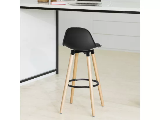 Tabouret de Bar Tabouret Haut Cuisine avec dossier et repose-pieds, FST70-SCH